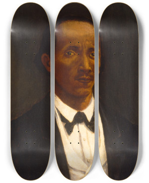 Triptych art skateboard deck of Po Casimiro Bacener Autorretrato by Pio Casimiro Bacener (1840-1900)