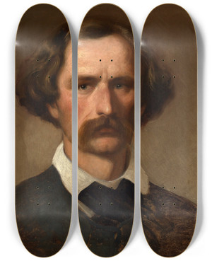 Triptych art skateboard deck of Emanuel Gottlieb Leutze Bildnis Des Malers Carl Friedrich Lessing by Emanuel Gottlieb Leutze (1816-1868)