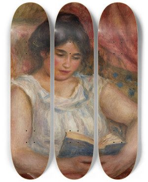 Triptych art skateboard deck of Pierreauguste Renoir Gabrielle Reading by Pierre-Auguste Renoir (1841-1919)