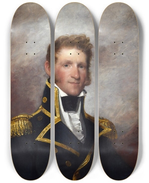 Triptych art skateboard deck of Gilbert Stuart Commodore Thomas Macdonough by Gilbert Stuart (1755-1828)