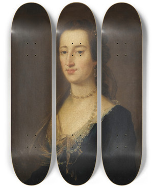 Triptych art skateboard deck of John Astley Portrait Of Miss Hamilton by John Astley (1724-1787)