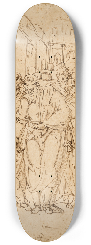 Ercole Setti - Peter and John healing a cripple at the Gate of the Temple 8.25 inch art skate deck