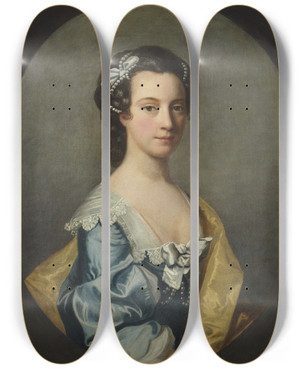 Triptych art skateboard deck of Allan Ramsay Lady Sophia Desart by Allan Ramsay (1713-1784)
