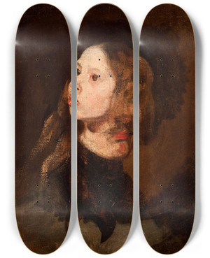 Triptych art skateboard deck of Piotr Michaowski Portrait Of Maria Michaowska by Piotr Michalowski (1800-1855)