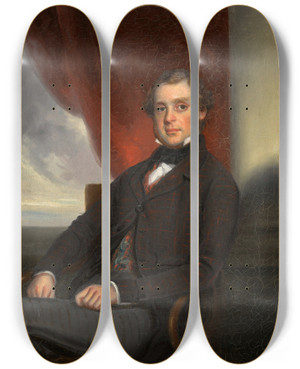 Triptych art skateboard deck of Lam Qua Portrait Of A Young Man by Lam Qua (1801-1860)