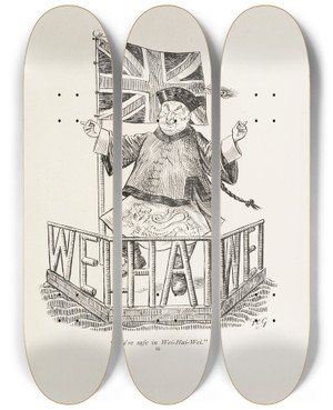 Triptych art skateboard deck of Sir Wilfrid Lawson Cartoons In Rhyme And Line Pl16 by Sir Wilfrid Lawson (1829-1906)
