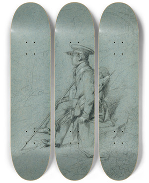 Triptych art skateboard deck of Johann Peter Krafft Studie Eines Rastenden Malers by Johann Peter Krafft (1780-1856)