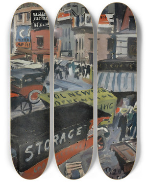 Triptych art skateboard deck of Joaqun Torresgarca Fourteenth Street Business Town by Joaqun Torres-Garca (1874-1949)