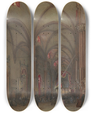Triptych art skateboard deck of Franz Alt Interieur Van De Dom Te Verona by Franz Alt (1821-1914)