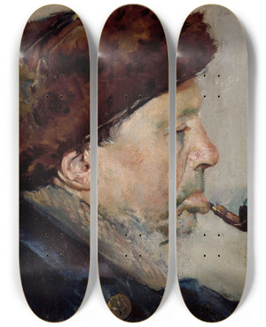 Triptych art skateboard deck of Christian Krohg Niels Gaihede by Christian Krohg (1852-1925)