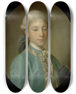 Triptych art skateboard deck of Jeanbaptiste Greuze Portrait Of The Marquis De Saintpaul by Jean-Baptiste Greuze (1725-1805)