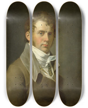 Triptych art skateboard deck of John Vanderlyn Portrait Of The Artist by John Vanderlyn (1775-1852)