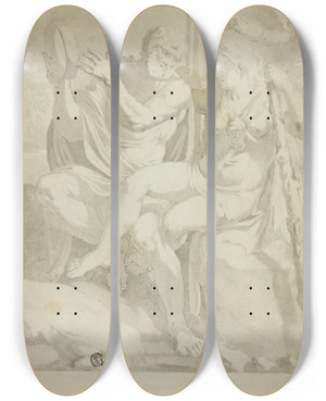 Triptych art skateboard deck of After Annibale Carracci Hercules And Iole_2 by After Annibale Carracci (1560-1609)