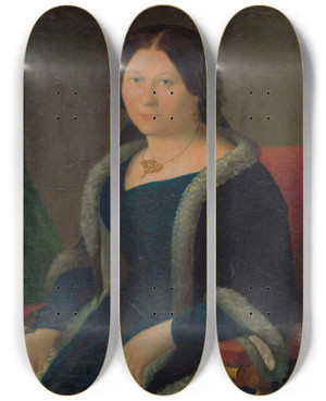 Triptych art skateboard deck of Mikls Barabs Portrait Of A Young Woman by Miklos Barabas (1810-1898)