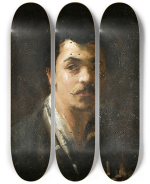 Triptych art skateboard deck of Jeanbaptiste Carpeaux Portrait Of The Sculptor Alexandre Falguire by Jean-Baptiste Carpeaux (1827-1875)