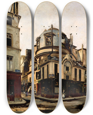 Triptych art skateboard deck of Emmanuel Lansyer Vue De Lamphithtre De Lancienne Facult De Mdecine Langle De La Rue De La Bcherie Et De La Rue De Lhtel Colbert by Emmanuel Lansyer (1835-1893)