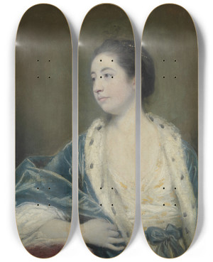 Triptych art skateboard deck of Sir Joshua Reynolds Portrait Of A Woman by Sir Joshua Reynolds (1723-1792)