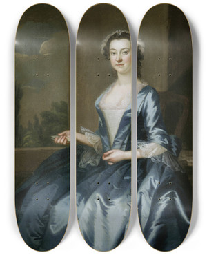 Triptych art skateboard deck of John Wollaston Portrait Of A Woman by John Wollaston (1742-1775) Triptych art skateboard deck of John Wollaston Portrait Of A Woman by John Wollaston (1742-1775)