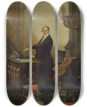 Triptych art skateboard deck of Josephdsir Court Portrait Dandr Dupin 17831865 Prsident De Lassemble Lgislative En 1850 by Joseph-Dsir Court (1797-1865)