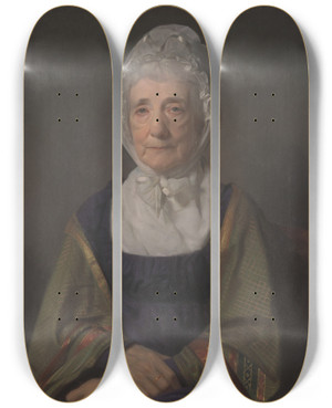 Triptych art skateboard deck of Archibald Skirving An Elderly Woman by Archibald Skirving (1749-1819)