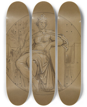 Triptych art skateboard deck of Moritz Von Schwind Allegorie Der Stadt Florenz by Moritz Von Schwind (1804-1871)