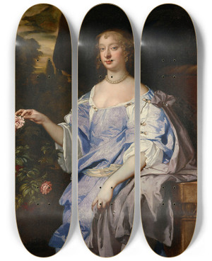 Triptych art skateboard deck of Sir Peter Lely Portrait Of Lady Penelope Spencer by Sir Peter Lely (1618-1680)