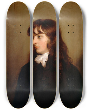 Triptych art skateboard deck of Sir Thomas Lawrence William Linley by Sir Thomas Lawrence (1769-1830)