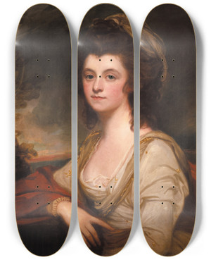 Triptych art skateboard deck of George Romney Portrait Of Lady Bentinck by George Romney (1734-1802)