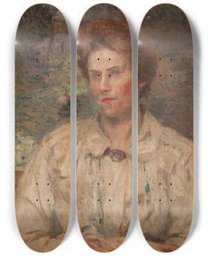Triptych art skateboard deck of Eliseu Visconti Retrato De Louise by Eliseu Visconti (1866-1944)
