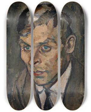 Triptych art skateboard deck of Ilmari Aalto Portrait Of Artist Vin Kamppuri by Ilmari Aalto (1891-1934)