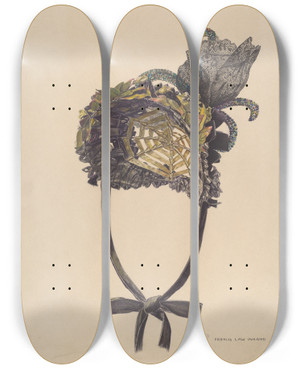 Triptych art skateboard deck of Francis Law Durand Bonnet_1 by Francis Law Durand (1935)