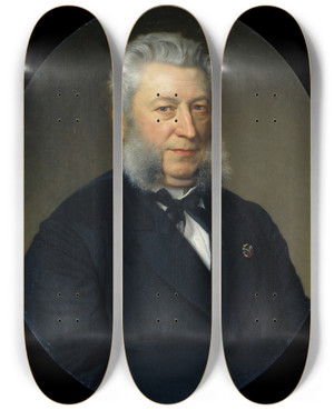 Triptych art skateboard deck of Johan Heinrich Neuman Jan Jacob Lodewijk Ten Kate 181889 Dichter by Johan Heinrich Neuman (1819-1898)
