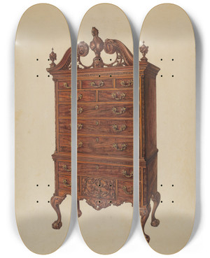 Triptych art skateboard deck of Elisabeth Fulda Highboy by Elisabeth Fulda