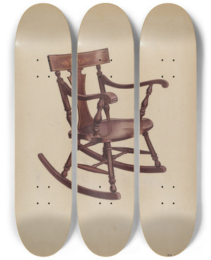 Triptych art skateboard deck of Violet Hartenstein Rocker by Violet Hartenstein