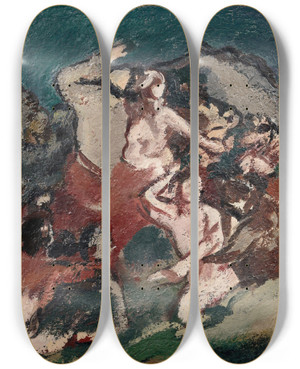 Triptych art skateboard deck of Heinrich Altherr Ekstatischer Tanz by Heinrich Altherr (1878-1947)