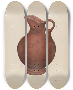 Triptych art skateboard deck of George H Alexander Pitcher by George H Alexander