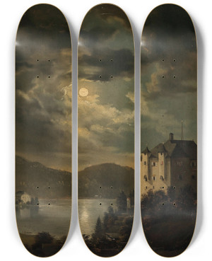 Triptych art skateboard deck of Clementine Von Rainer Wrthersee Mondstimmung Ber Schloss Freyenthurn Mit Blick Auf Loretto by Clementine Von Rainer (1824-1899) Triptych art skateboard deck of Clementine Von Rainer Wrthersee Mondstimmung Ber Schloss Freyenthurn Mit Blick Auf Loretto by Clementine Von Rainer (1824-1899)