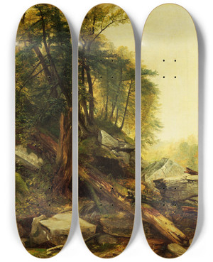 Triptych art skateboard deck of Asher Brown Durand Kaaterskill Landscape by Asher Brown Durand (1796-1886)