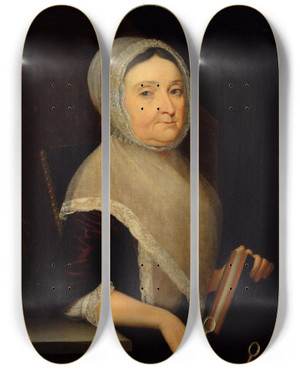 Triptych art skateboard deck of Henry Benbridge Portrait Of Mrs Mary Cuthbert by Henry Benbridge (1743-1812)