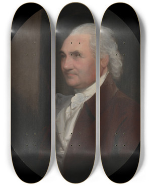 Triptych art skateboard deck of Gilbert Stuart Colonel Isaac Barre by Gilbert Stuart (1755-1828)