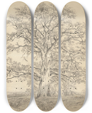 Triptych art skateboard deck of John Constable A Great Oak Tree by John Constable (1776-1837)