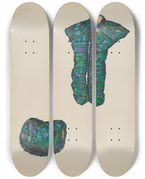 Triptych art skateboard deck of Hans Mangelsdorf Tippet And Muff by Hans Mangelsdorf