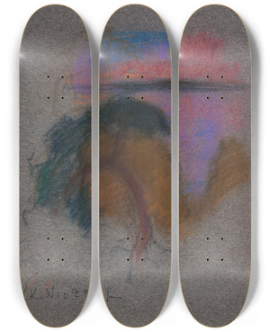 Triptych art skateboard deck of Eero Jrnefelt Untitled_11 by Eero Jarnefelt (1863-1937)