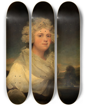 Triptych art skateboard deck of John Hoppner Mrs Abington by John Hoppner (1758-1810)