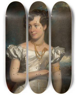 Triptych art skateboard deck of Henry Inman Portrait Of Clara Fisher by Henry Inman (1801-1846)