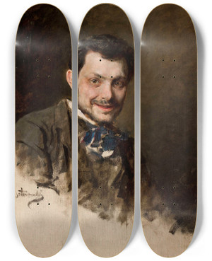 Triptych art skateboard deck of Stanisaw Rostworowski Portrait Of Wacaw Szymanowski by Stanislaw Rostworowski (1888-1944)