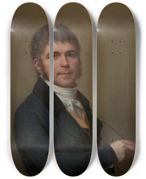 Triptych art skateboard deck of Li Louis Prinsalbreux Selfportrait by Lie Louis Perin Salbreux (1753-1817)