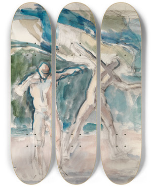 Triptych art skateboard deck of Magnus Enckell Two Men by Magnus Enckell (1870-1925) Triptych art skateboard deck of Magnus Enckell Two Men by Magnus Enckell (1870-1925)