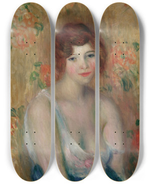 Triptych art skateboard deck of William James Glackens Kay Laurell by William James Glackens (1870-1938)