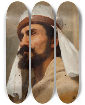 Triptych art skateboard deck of Berthe Worms Bedouin by Berthe Worms (1868-1937)